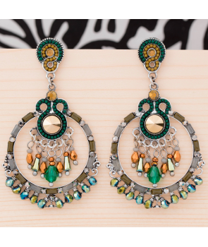 BOUCLES D'OREILLES - OLIVEAS KAKI SILVER