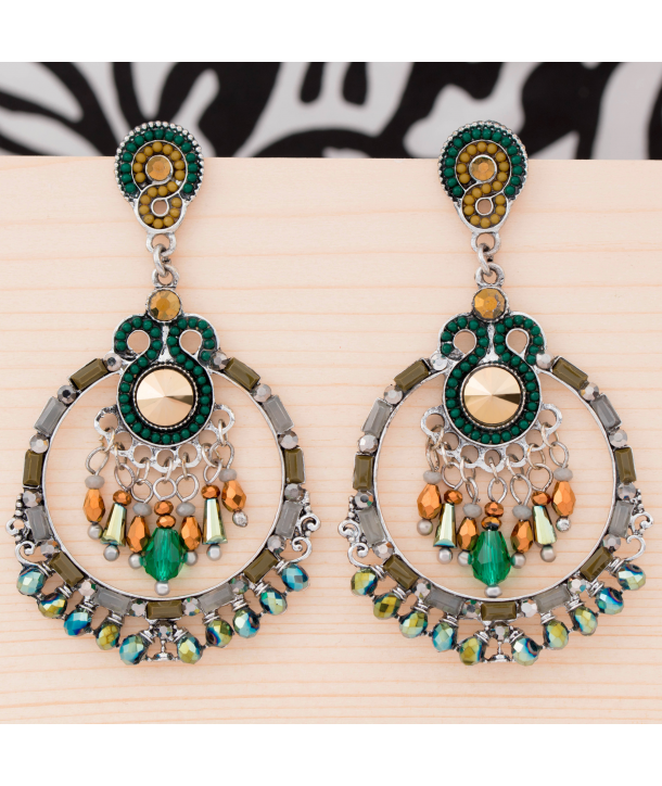 BOUCLES D'OREILLES - OLIVEAS KAKI SILVER