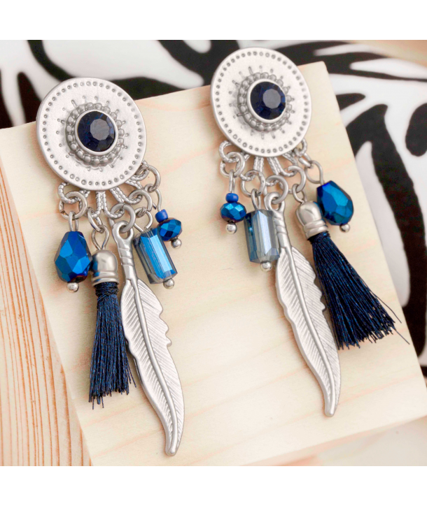 BOUCLES D'OREILLES - DIEGO NIGHT BLUE SILVER