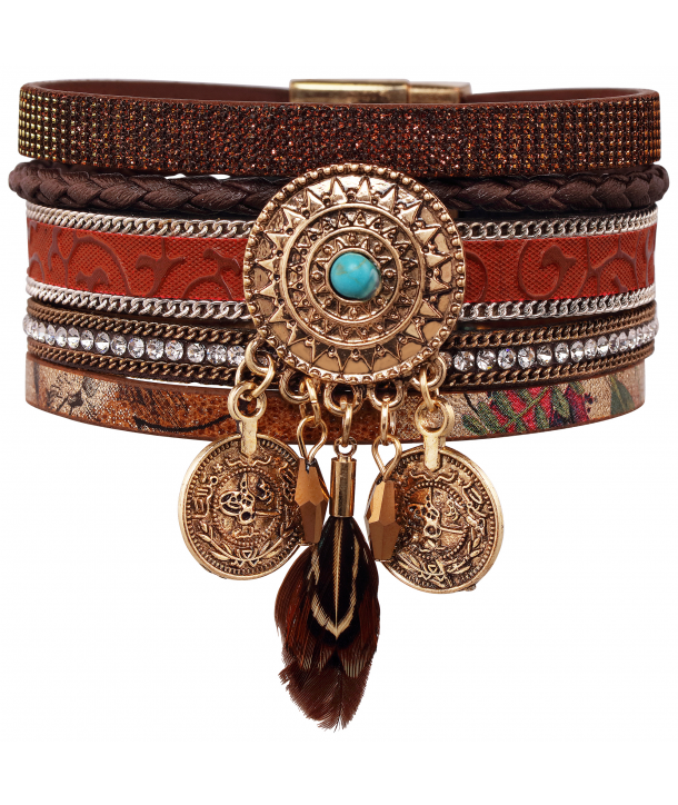 BRACELET - AZTEK CHOCO DORADA