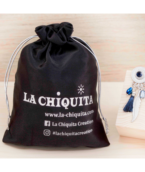 EMBALLAGE CADEAU -  POCHON LUXE LA CHIQUITA SATIN NOIR TAILLE S