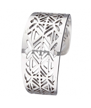 BAGUE - QUETZALCOALT STEEL SILVER - jonc acier argent ethnique