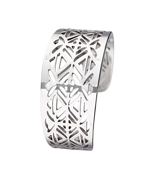 BAGUE - QUETZALCOALT STEEL SILVER - jonc acier argent ethnique