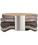 BRACELET -TEMISSA NOCHE SILVER - manchette noire et argent plume et fermoir aimanté BRACELET -TEMISSA NOCHE SILVER - manchette noire et argent plume et fermoir aimanté