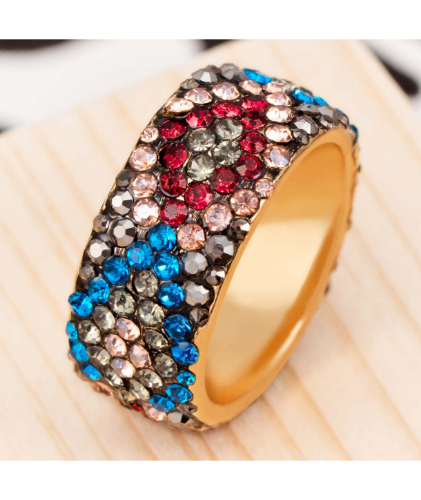 BAGUE - FAOJAL COLOR DORADA - jonc ethnique doré et multicolore cristal