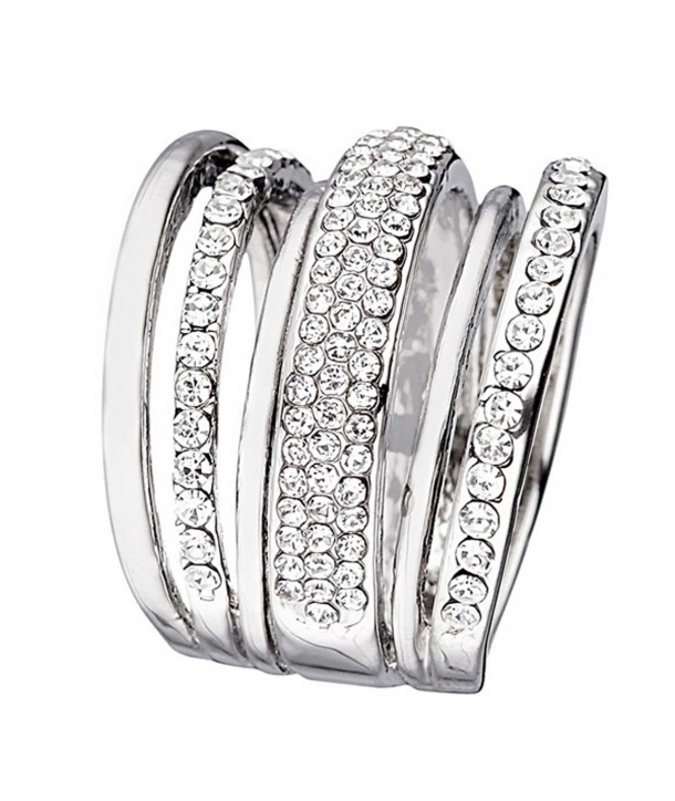 BAGUE - DREYSANDRE SILVER - jonc multirangs argent et cristal