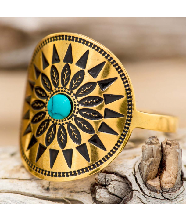 Bague acier doré deals
