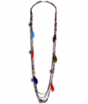 Collier ECUADOR NOCHE COLOR sautoir ethnique multirangs multicolore noir plumes cristaux Collier ECUADOR NOCHE COLOR sautoir ethnique multirangs multicolore noir plumes cristaux